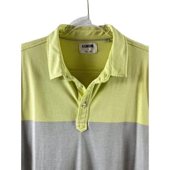 Linksoul Dora Color Block Casual Golf Polo Medium Citron Gray The Loop Logo - Picture 3 of 9